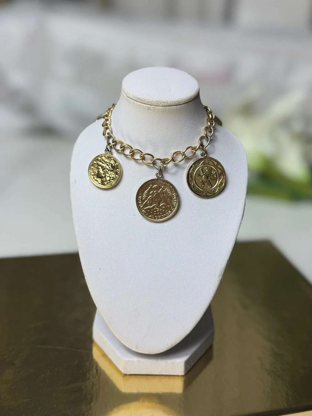 Gold Coin Charm Link Bracelet - Women Jewelry - Picture 3 of 13